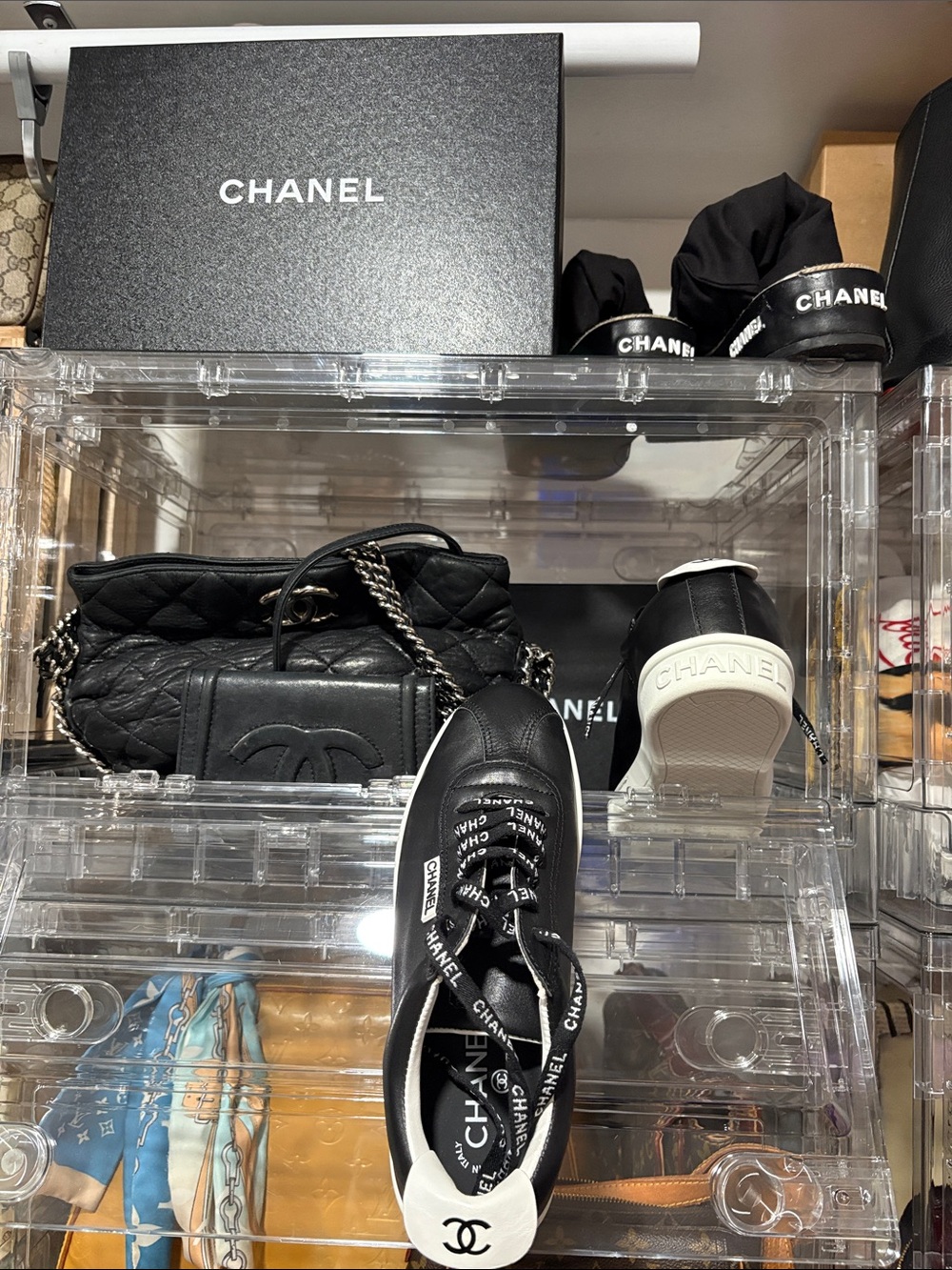 CHANEL  Black Logo Sneakers